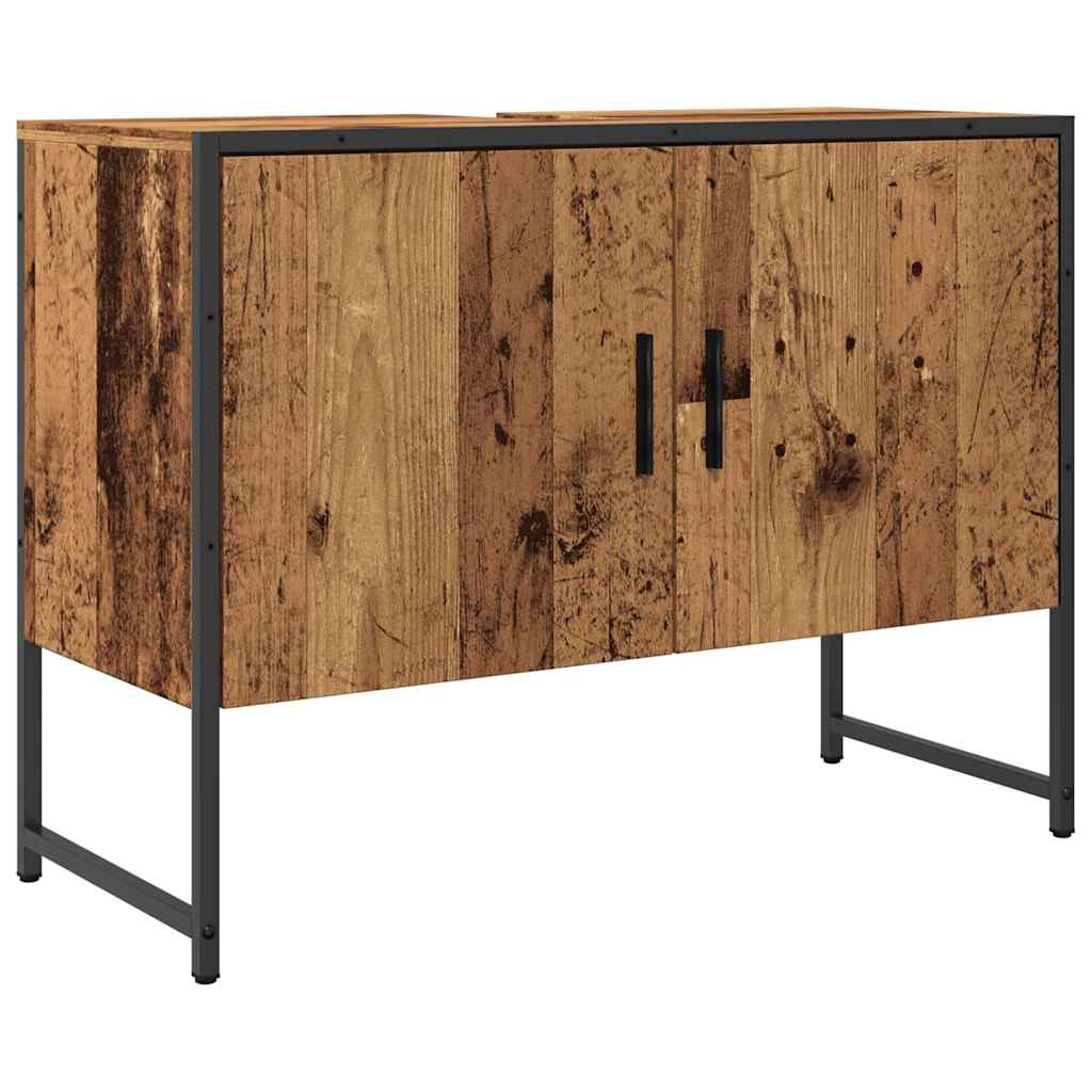 antik fa színű szerelt fa mosdószekrény 80 x 33 x 60 cm