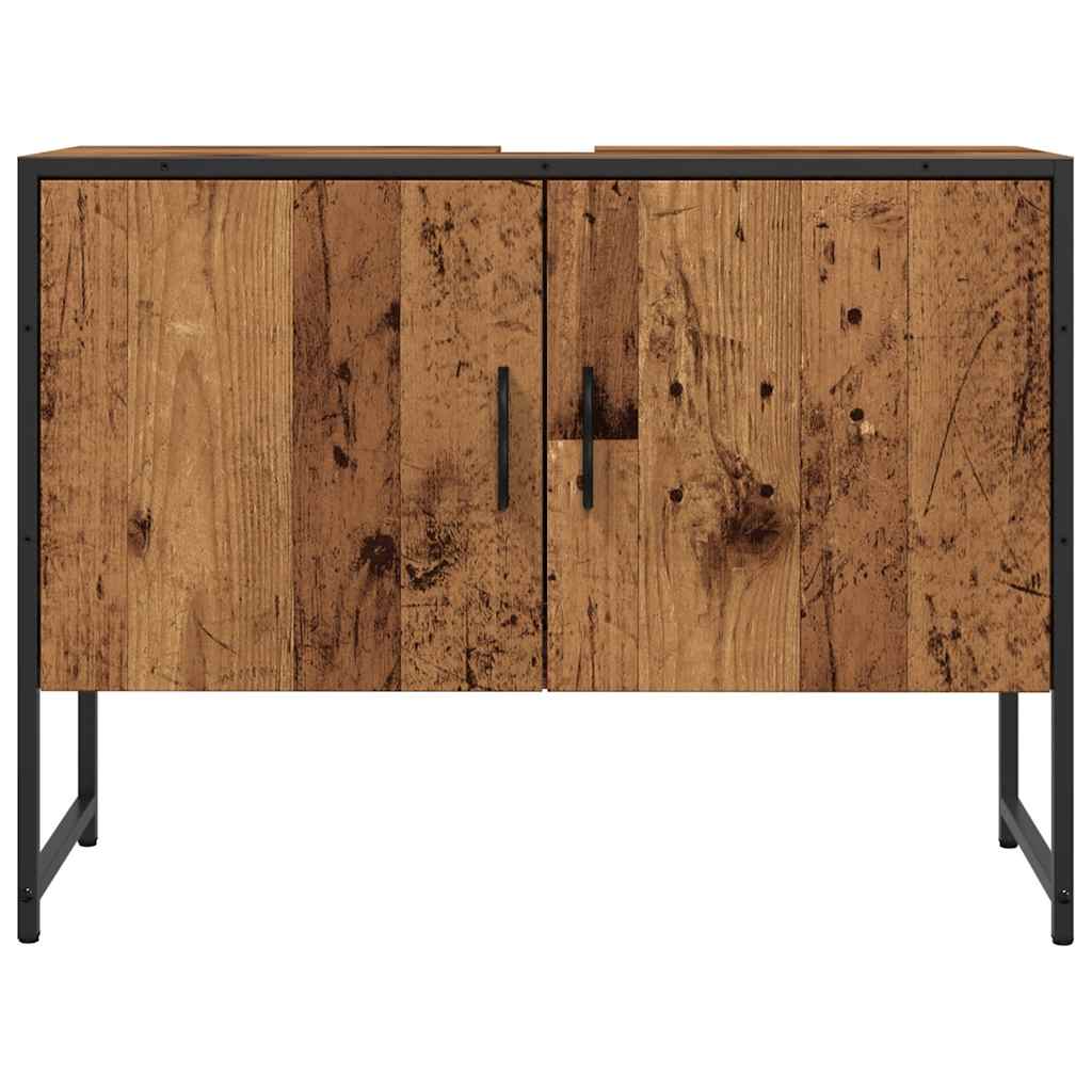 antik fa színű szerelt fa mosdószekrény 80 x 33 x 60 cm