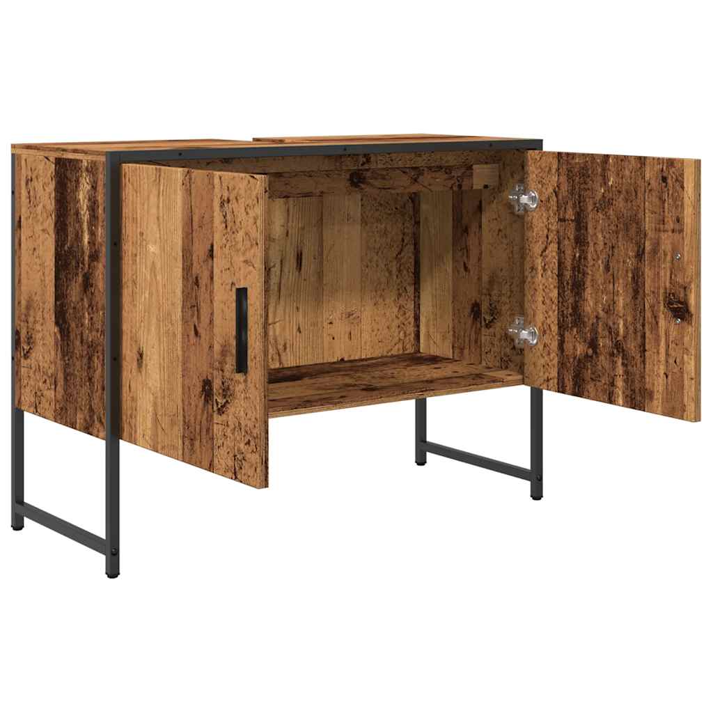 antik fa színű szerelt fa mosdószekrény 80 x 33 x 60 cm