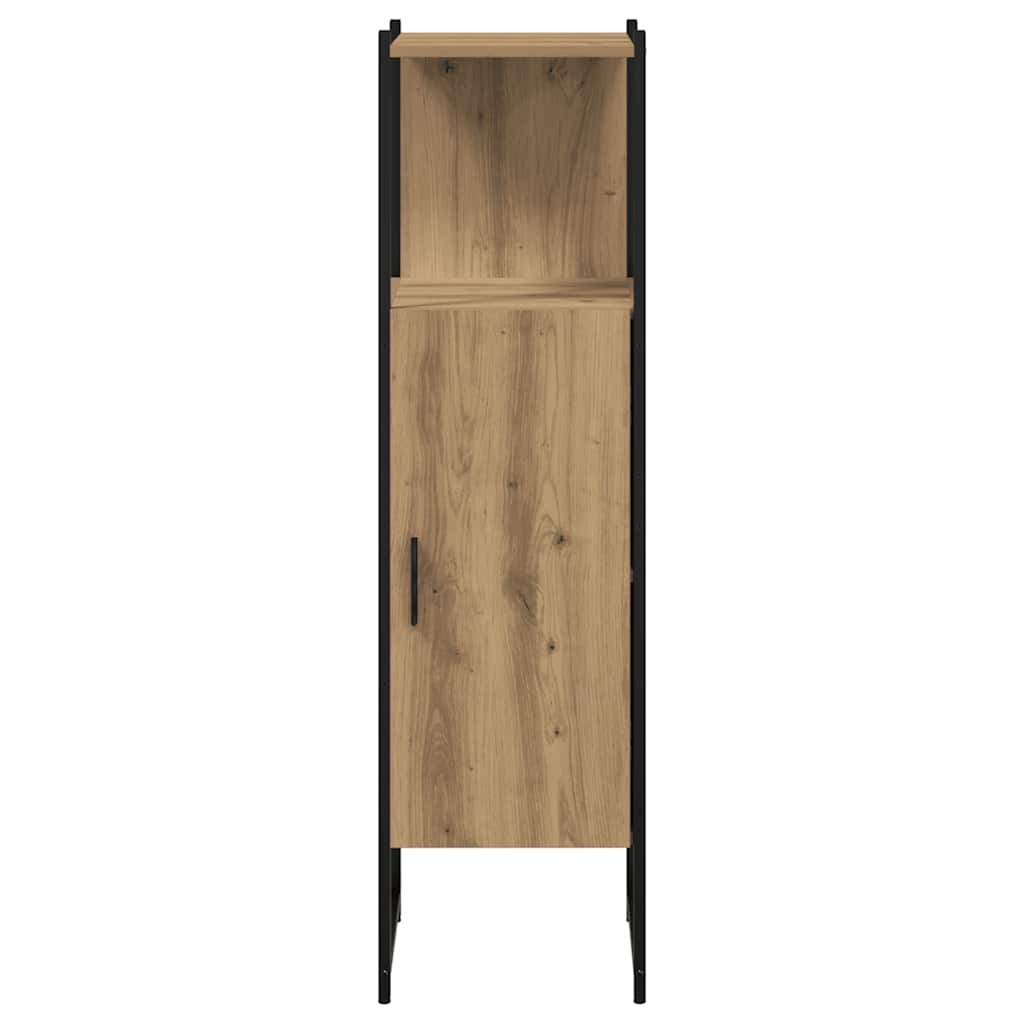kézműves tölgyszínű szerelt fa fürdőszobaszekrény 33x33x120,5cm