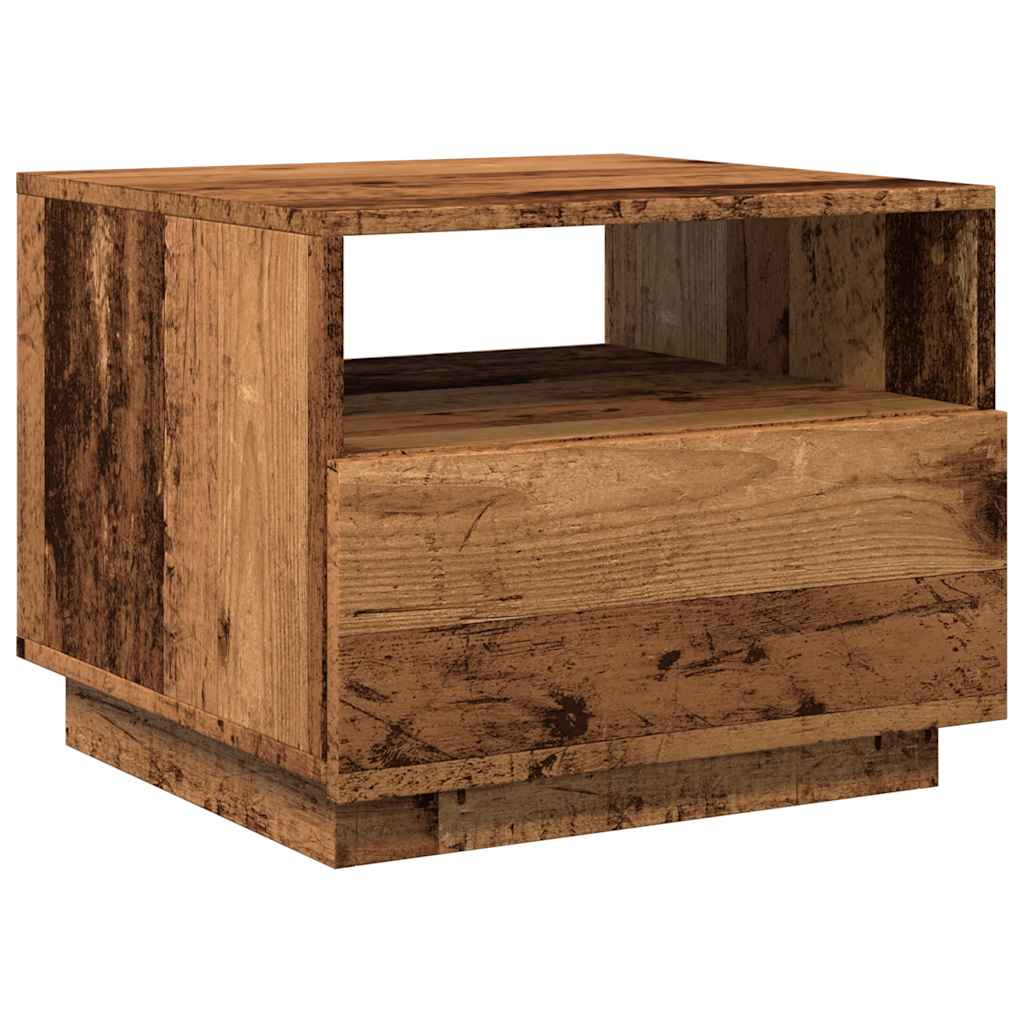 antik fa színű dohányzóasztal LED-lámpákkal 50 x 49 x 40 cm