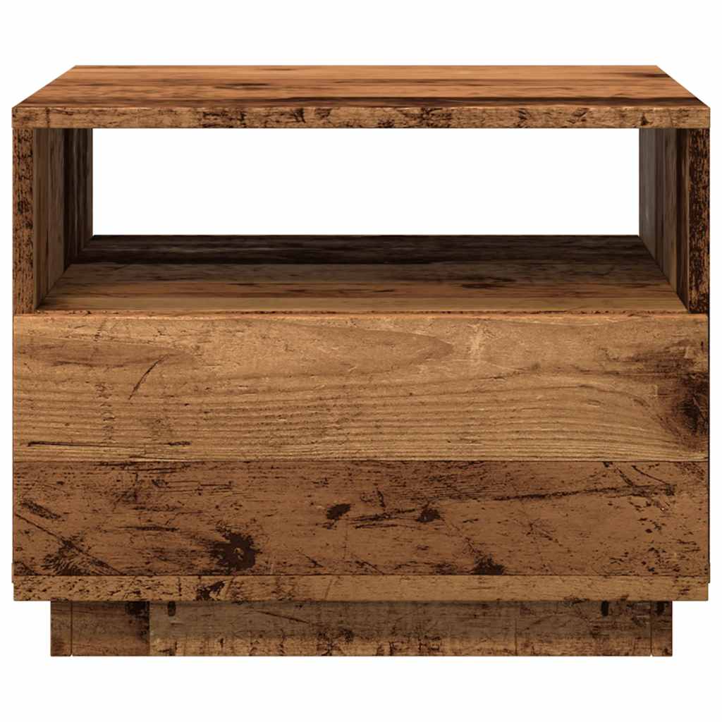 antik fa színű dohányzóasztal LED-lámpákkal 50 x 49 x 40 cm