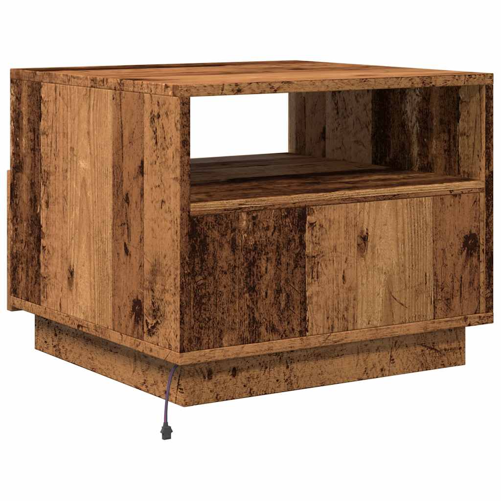 antik fa színű dohányzóasztal LED-lámpákkal 50 x 49 x 40 cm