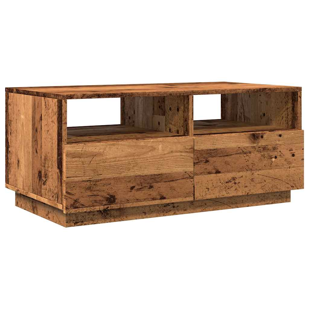 antik fa színű dohányzóasztal LED-lámpákkal 90 x 49 x 40 cm