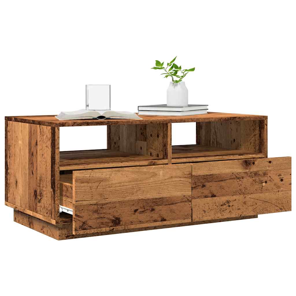 antik fa színű dohányzóasztal LED-lámpákkal 90 x 49 x 40 cm
