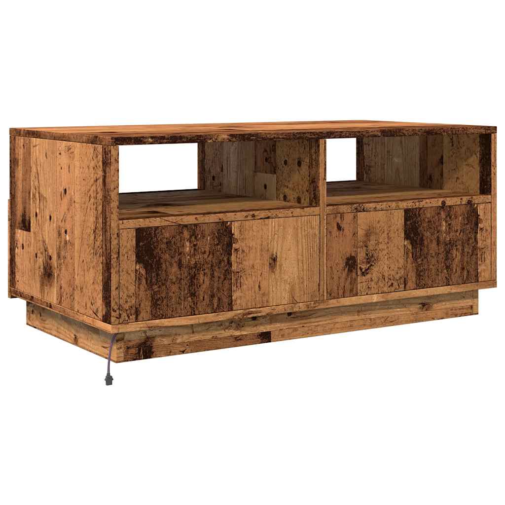antik fa színű dohányzóasztal LED-lámpákkal 90 x 49 x 40 cm