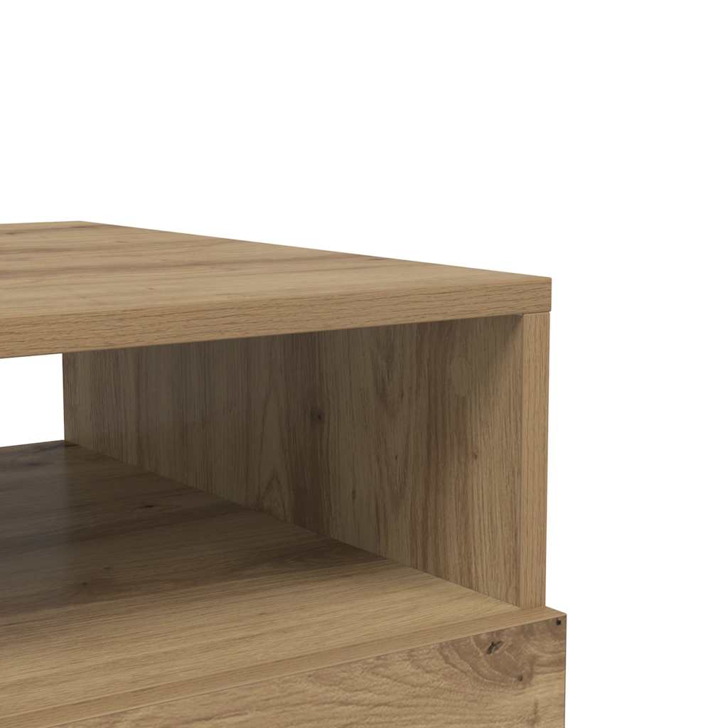 kézműves tölgyszínű dohányzóasztal LED-lámpákkal 90x49x40 cm