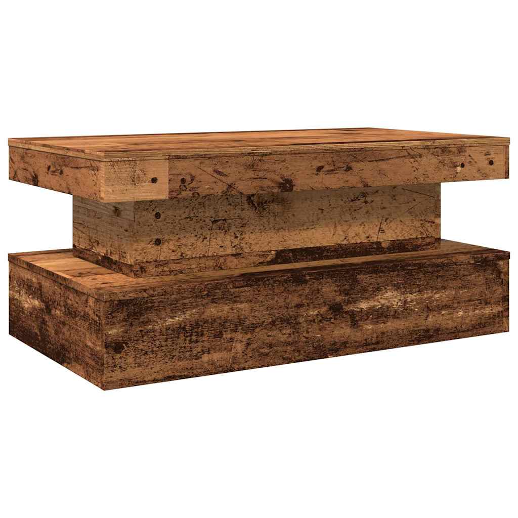 antik fa színű dohányzóasztal LED-lámpákkal 90x50x40 cm