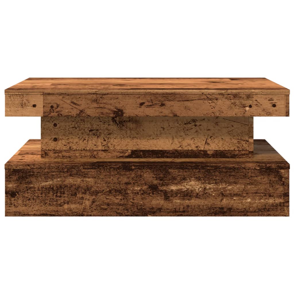 antik fa színű dohányzóasztal LED-lámpákkal 90x50x40 cm