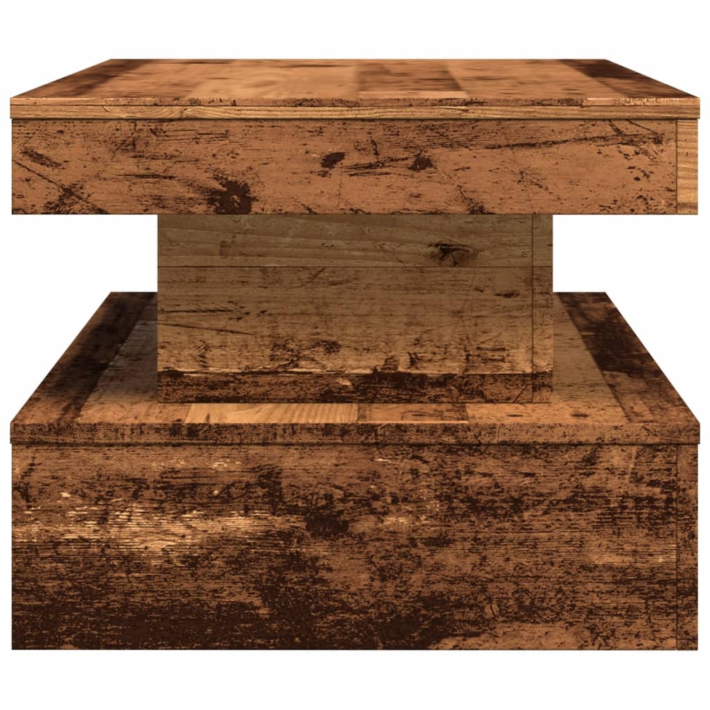 antik fa színű dohányzóasztal LED-lámpákkal 90x50x40 cm