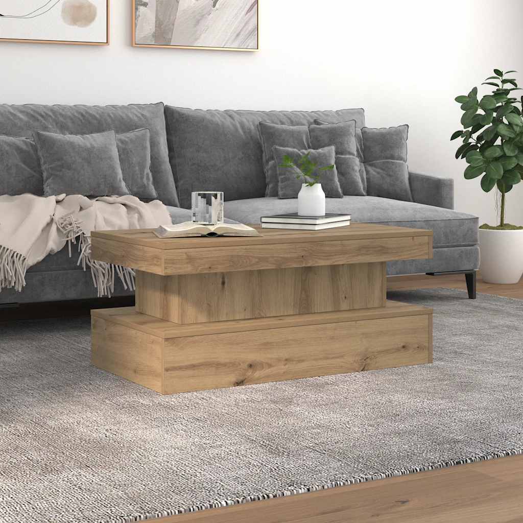 kézműves tölgy színű dohányzóasztal LED-lámpákkal 90x50x40 cm