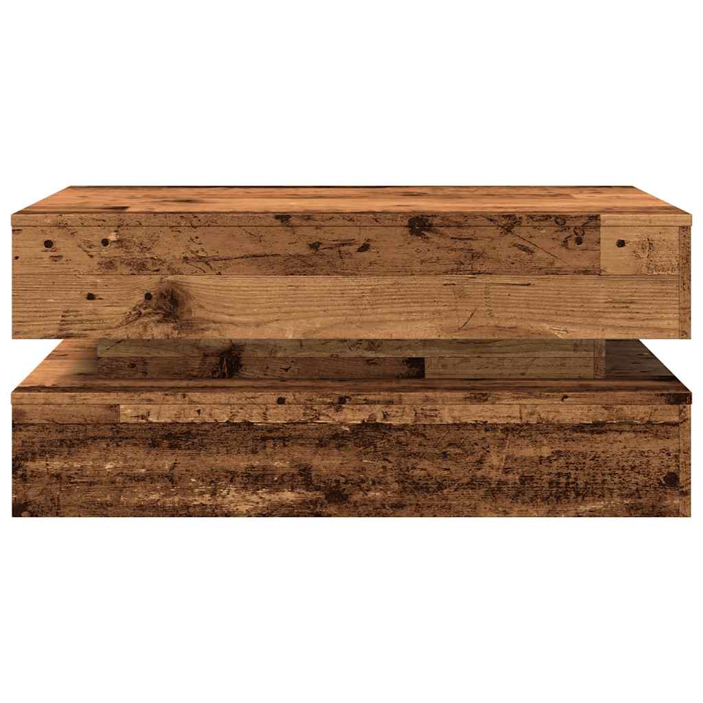 antik fa színű dohányzóasztal LED-lámpákkal 90x50x40 cm