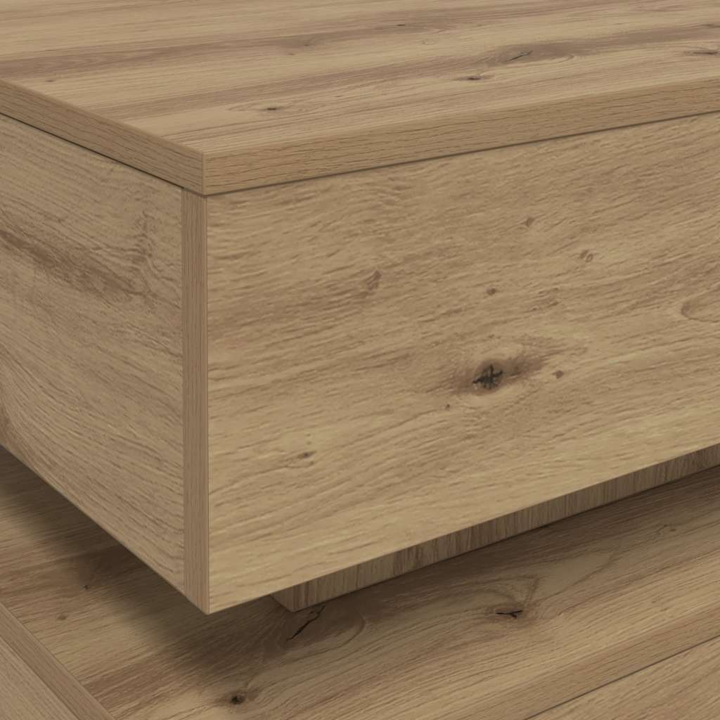 kézműves tölgy színű dohányzóasztal LED-lámpákkal 90x50x40 cm