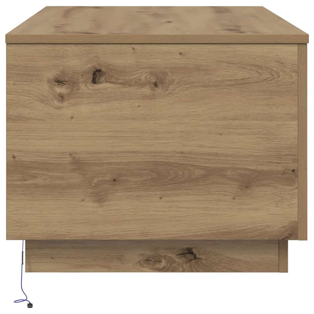 kézműves tölgy színű dohányzóasztal LED-lámpákkal 90x50x40 cm