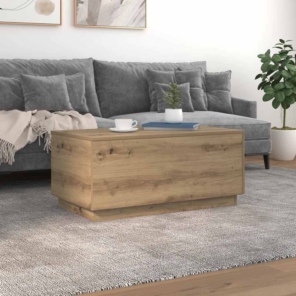 kézműves tölgy színű dohányzóasztal LED-lámpákkal 90x50x40 cm