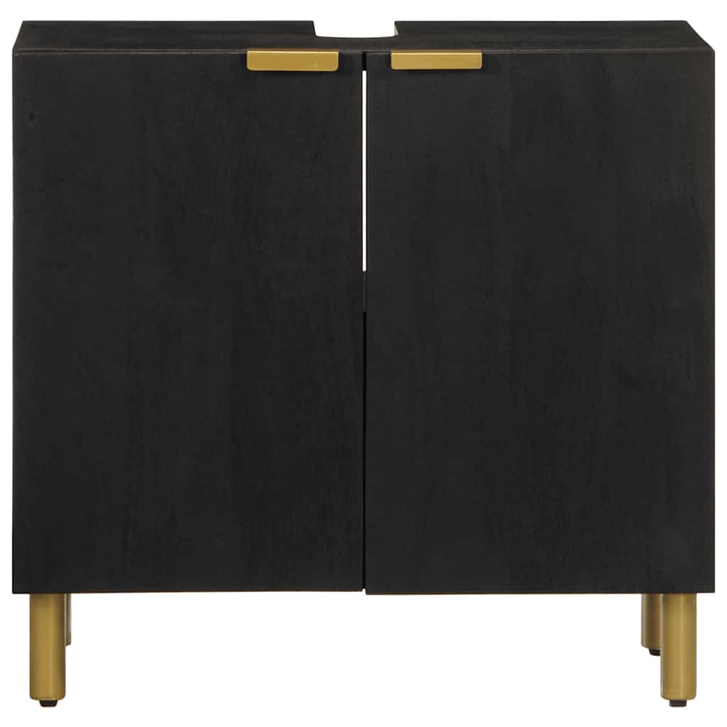 fekete szerelt fa fürdőszobai mosdószekrény 62 x 33 x 58 cm