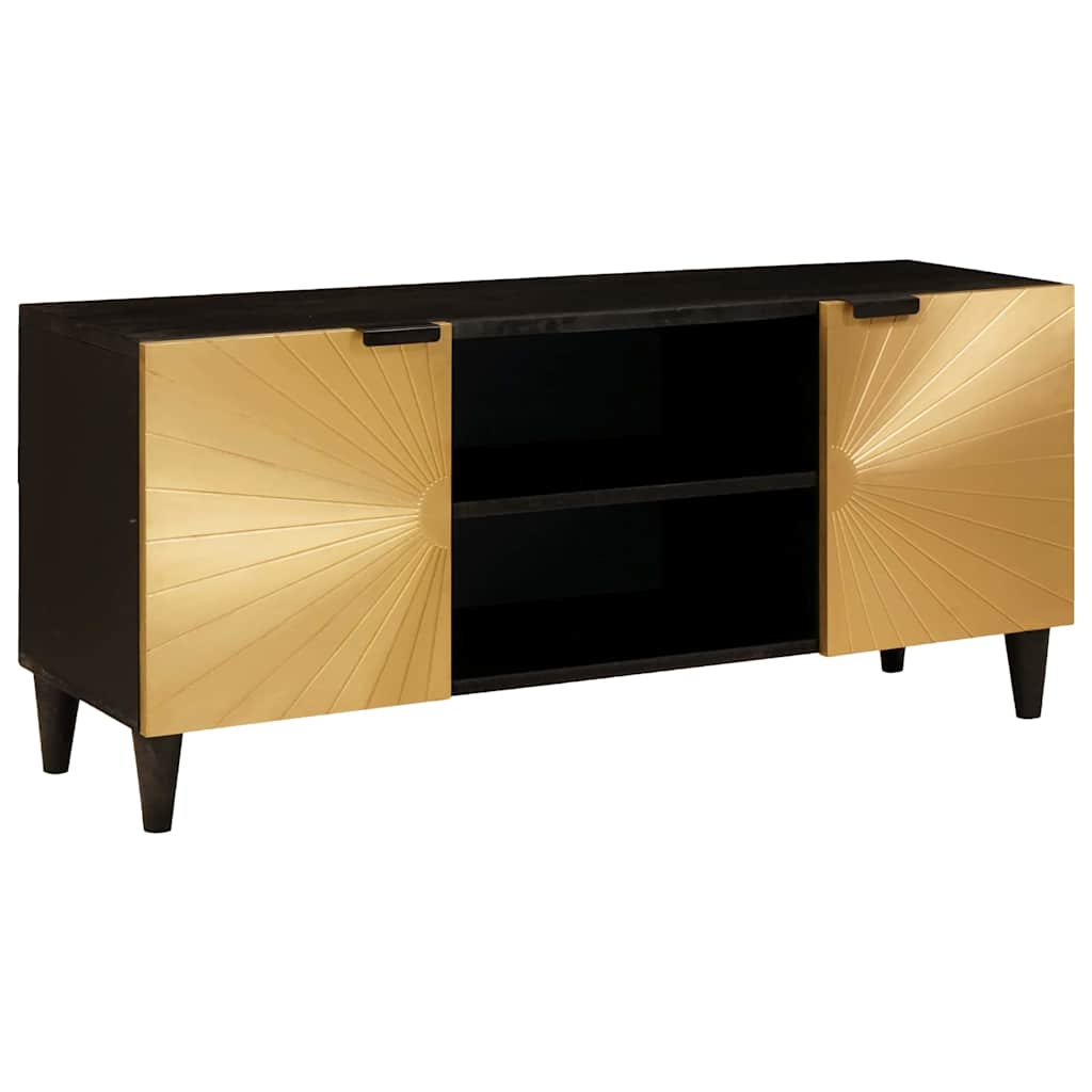 TV szekrény Fekete és Arany 105 x 33 x 46 cm Szerelt Fa