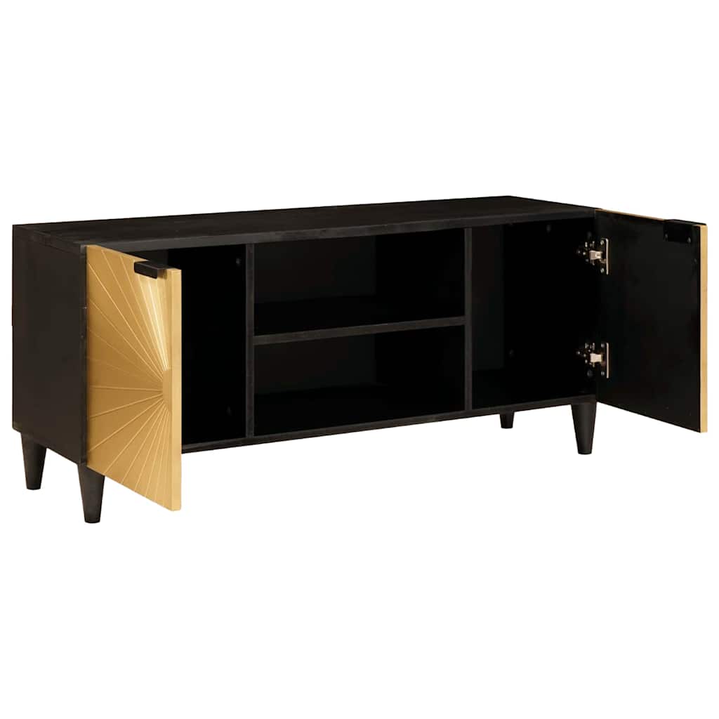 TV szekrény Fekete és Arany 105 x 33 x 46 cm Szerelt Fa