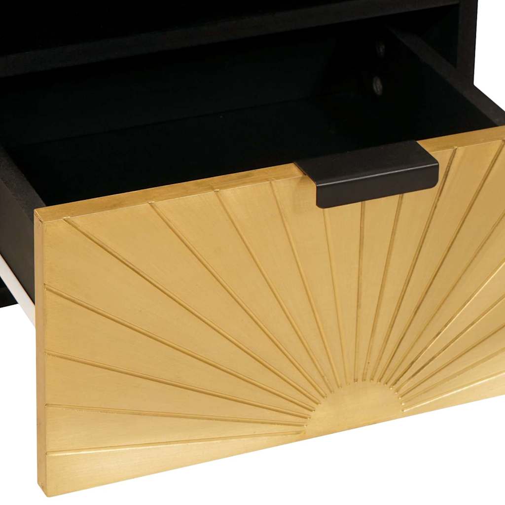 Éjjeliszekrény 2 pcs Fekete és Arany 40 x 33 x 46 cm Szerelt Fa