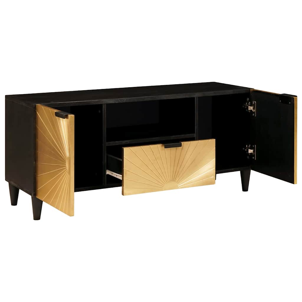 TV szekrény Fekete és Arany 105 x 33 x 46 cm Szerelt Fa