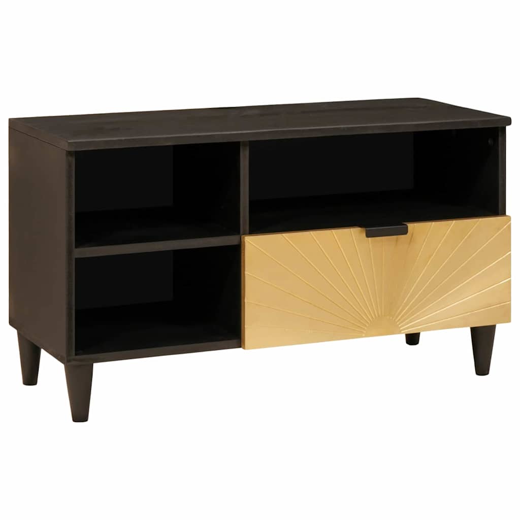 TV szekrény Fekete és Arany 80 x 33 x 46 cm Szerelt Fa