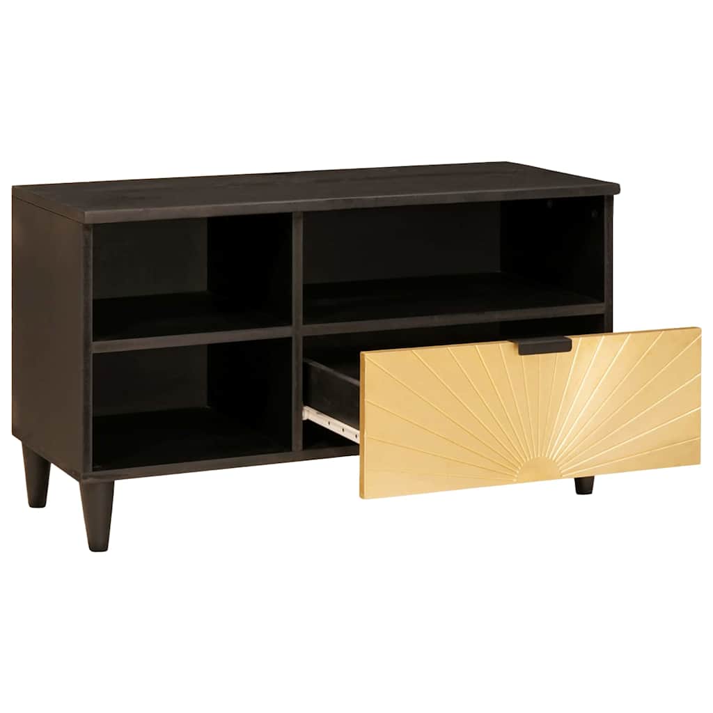 TV szekrény Fekete és Arany 80 x 33 x 46 cm Szerelt Fa