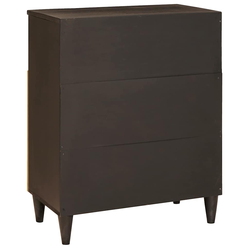 Széf polcokkal Fekete és Arany 60 x 33 x 75 cm Tömör Mangófát