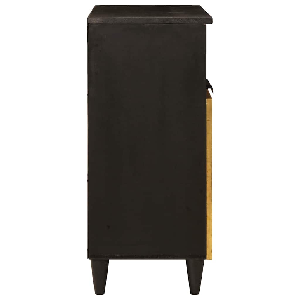 Széf polcokkal Fekete és Arany 60 x 33 x 75 cm Tömör Mangófát
