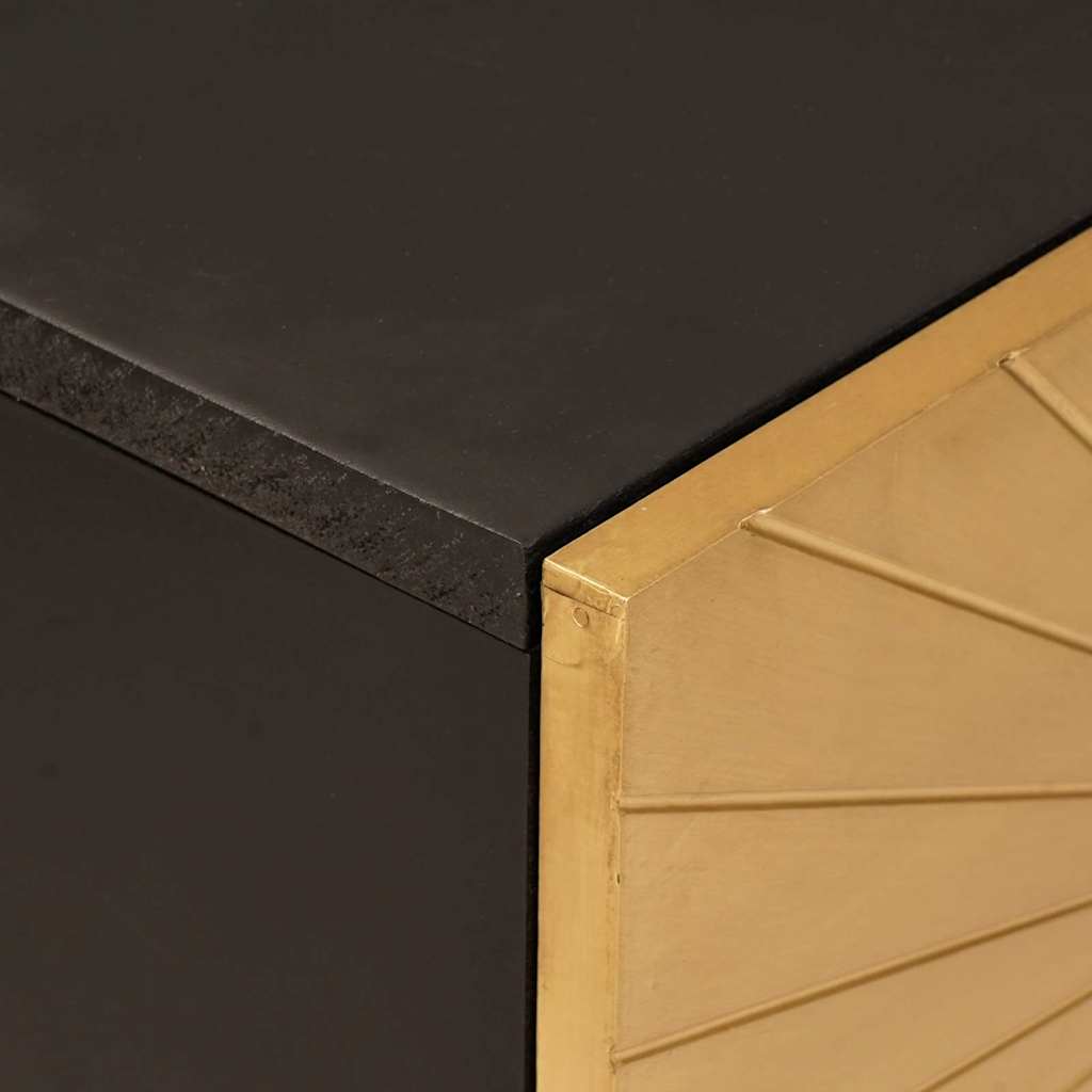 Oldalsó szekrény polcokkal Fekete és Arany 80 x 33,5 x 75 cm