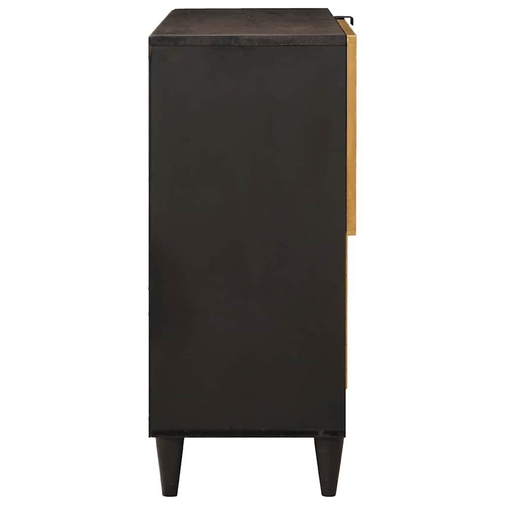 Oldalsó szekrény polcokkal Fekete és Arany 80 x 33,5 x 75 cm