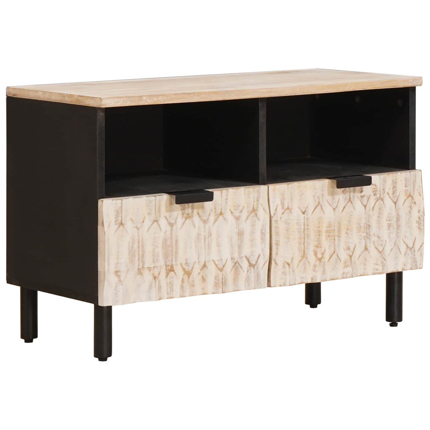 TV szekrény Fehér mosott felület 70 x 33 x 46 cm Tömör Mangófát
