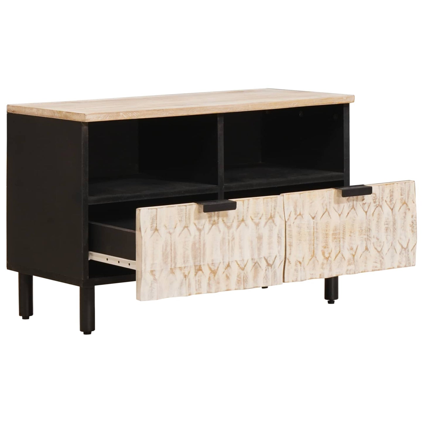 TV szekrény Fehér mosott felület 70 x 33 x 46 cm Tömör Mangófát