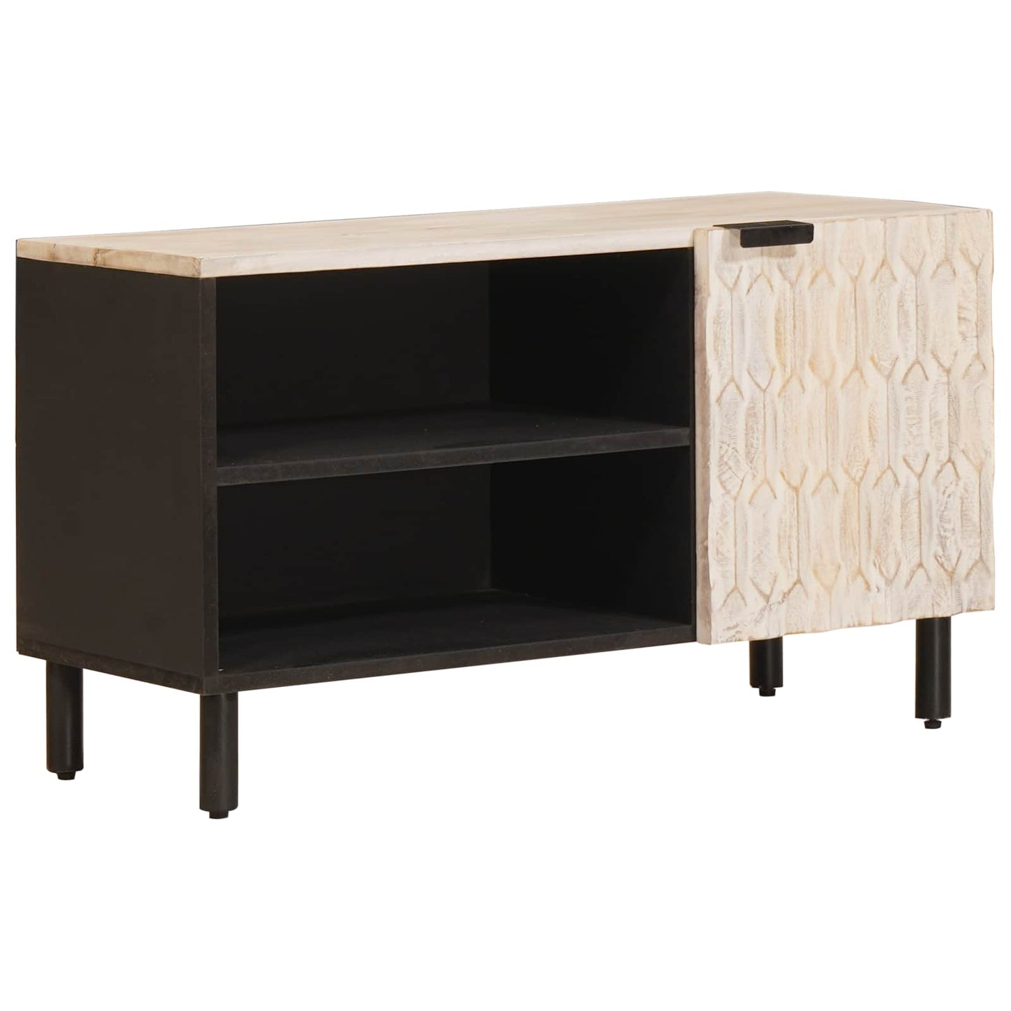 TV szekrény Fehér mosott felület 80 x 33 x 46 cm Tömör Mangófát
