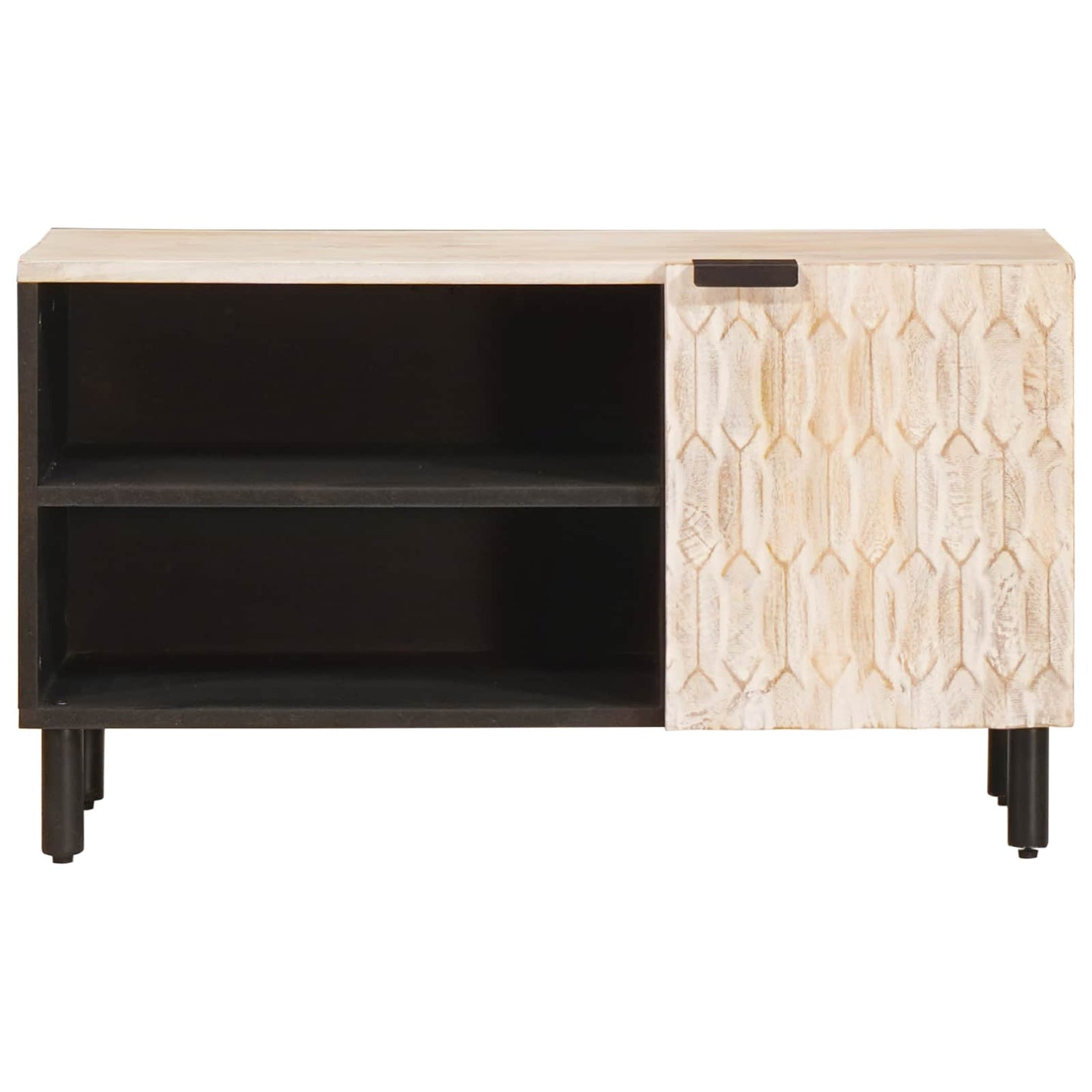 TV szekrény Fehér mosott felület 80 x 33 x 46 cm Tömör Mangófát