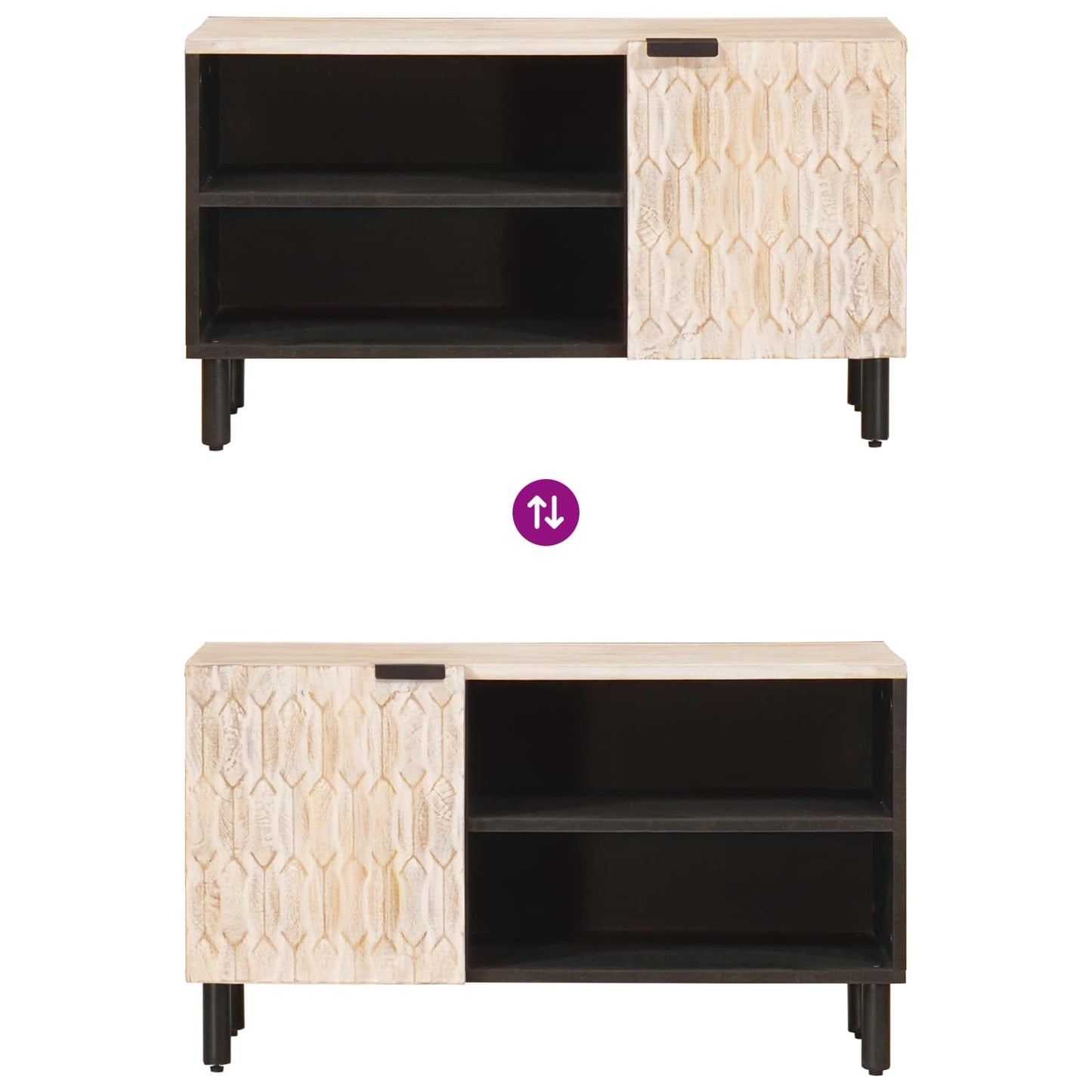 TV szekrény Fehér mosott felület 80 x 33 x 46 cm Tömör Mangófát
