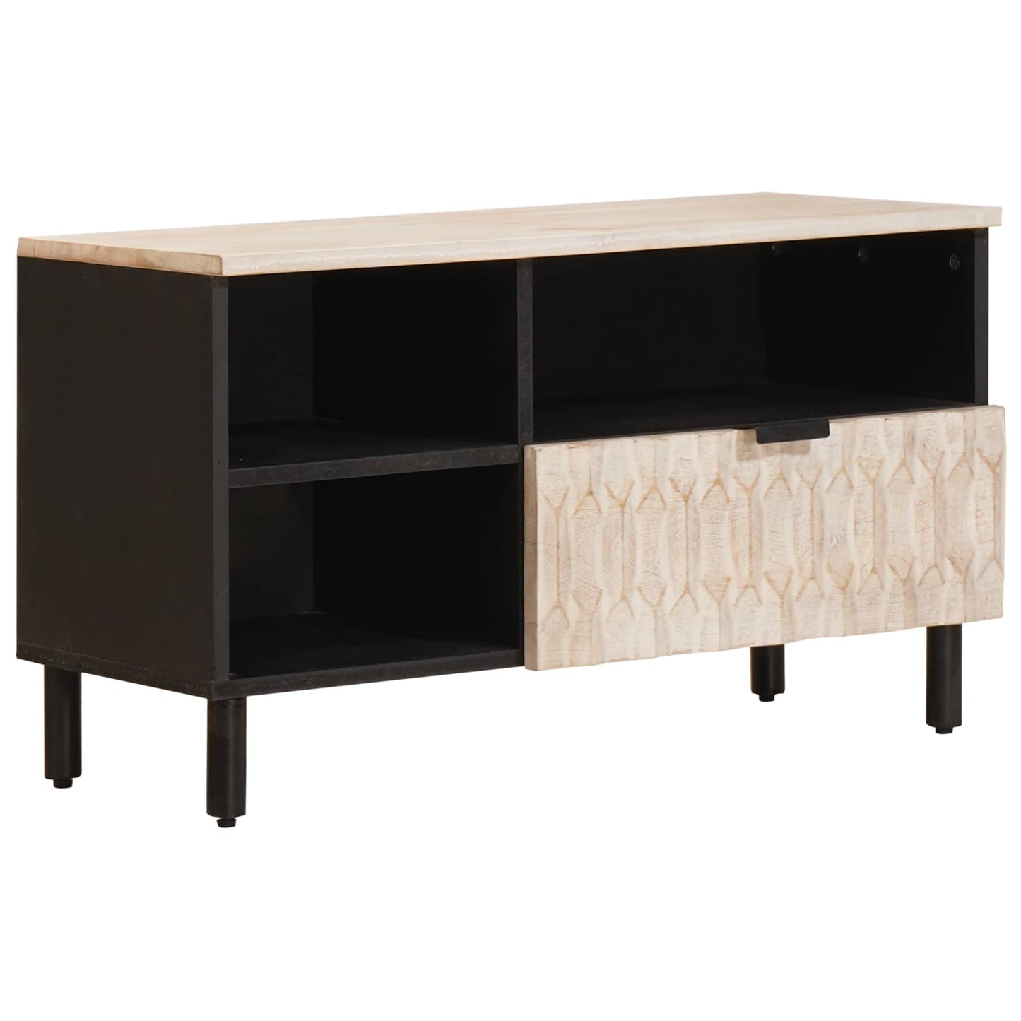 TV szekrény Fehér mosott felület 80 x 33 x 46 cm Tömör Mangófát