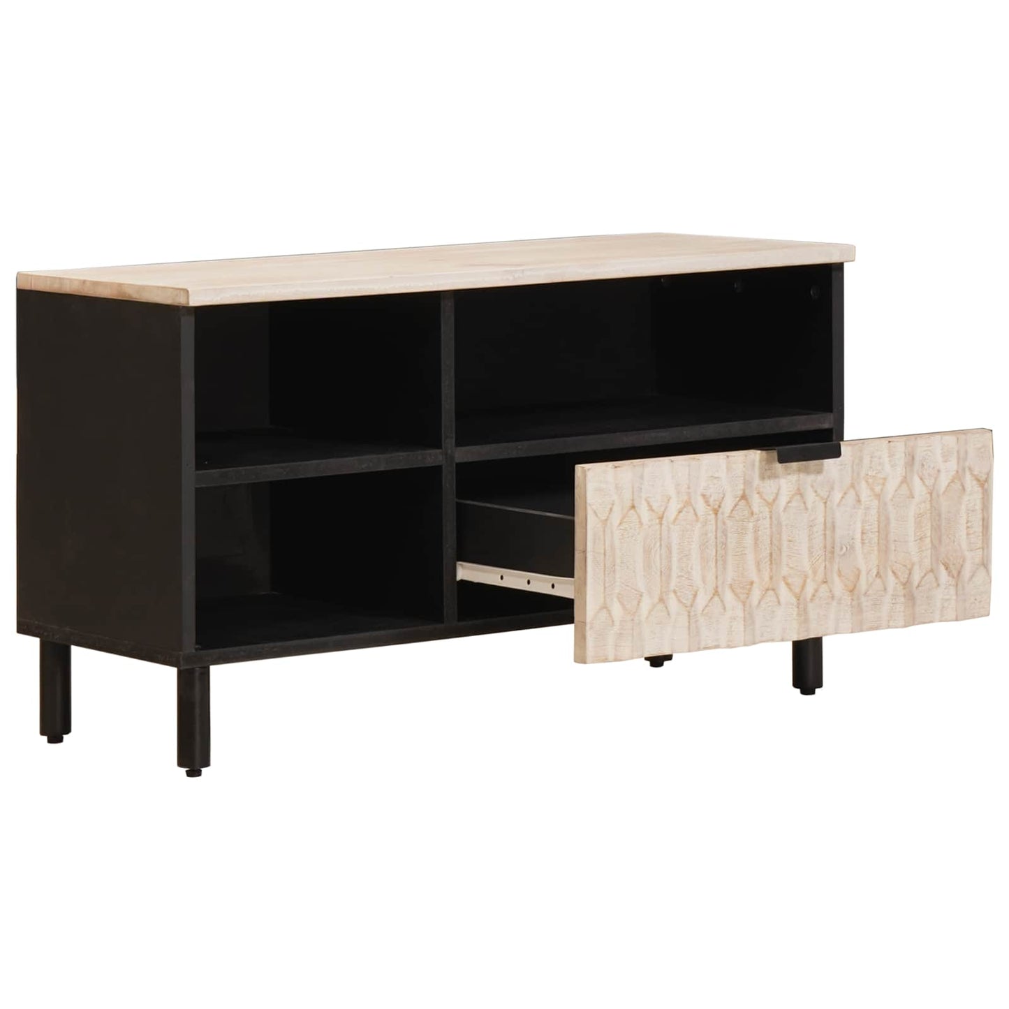 TV szekrény Fehér mosott felület 80 x 33 x 46 cm Tömör Mangófát
