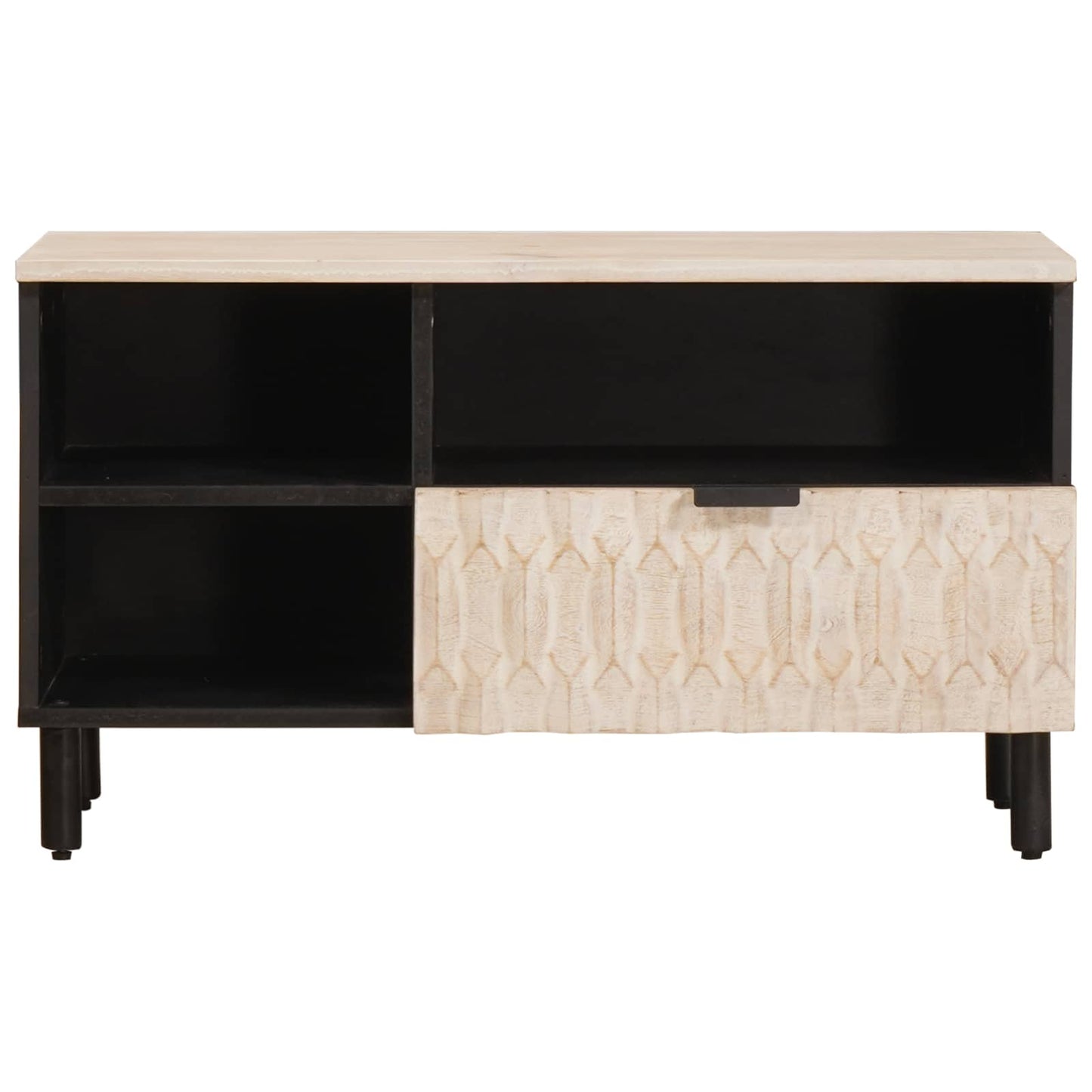 TV szekrény Fehér mosott felület 80 x 33 x 46 cm Tömör Mangófát