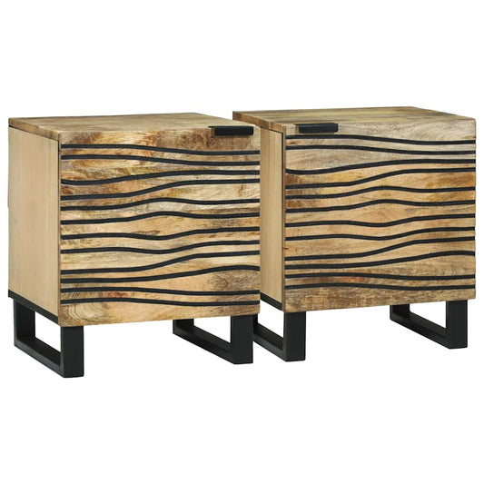 Éjjeliszekrény 2 pcs Természetes 40 x 33 x 46 cm Szerelt Fa