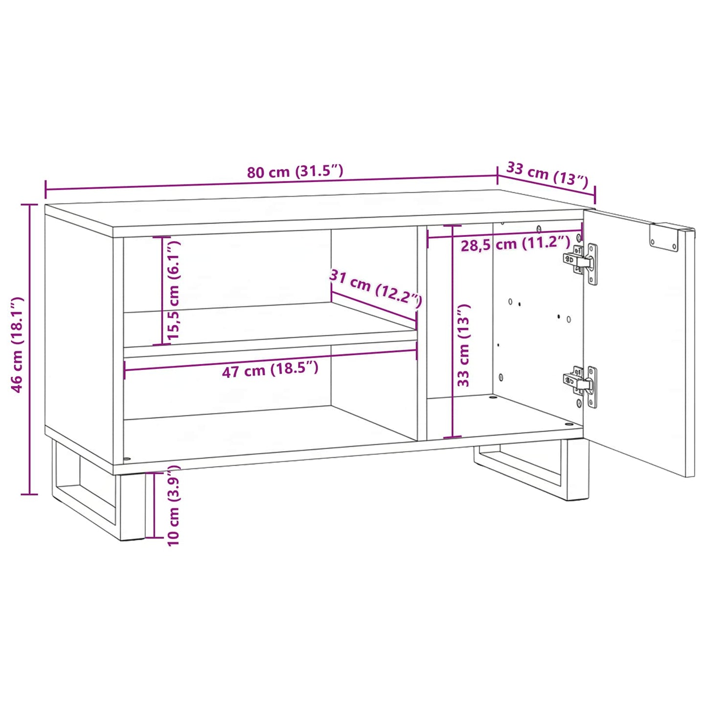 TV egységek 80 x 33 x 46 cm Barna Szerelt Fa