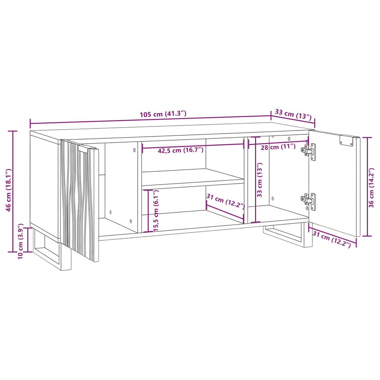 TV egységek 105 x 33 x 46 cm Fehér Szerelt Fa