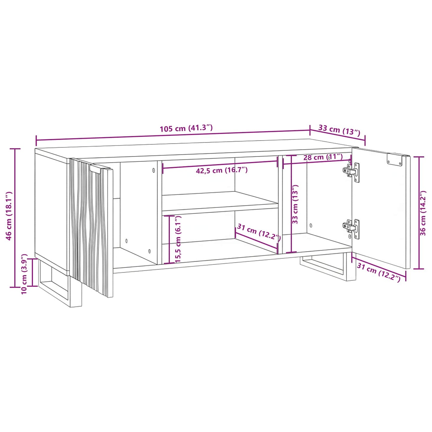 TV egységek 105 x 33 x 46 cm Dió Szerelt Fa