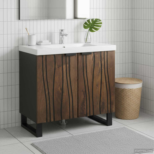 Fürdőszobai mosdószekrény polcokkal Dió 62 x 33 x 58 cm Faanyag