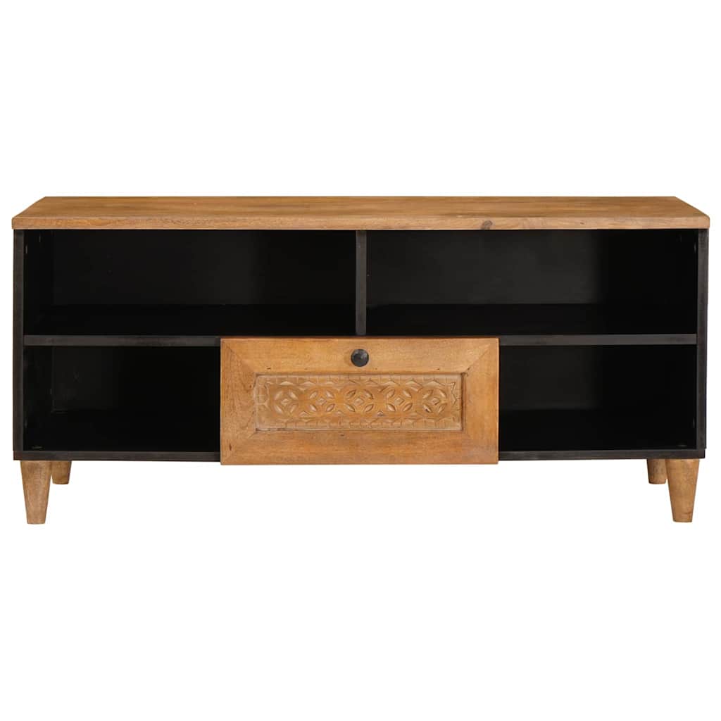 TV szekrény fiókkal polcokkal 100 x 33 x 46 cm Tömör Mangófát