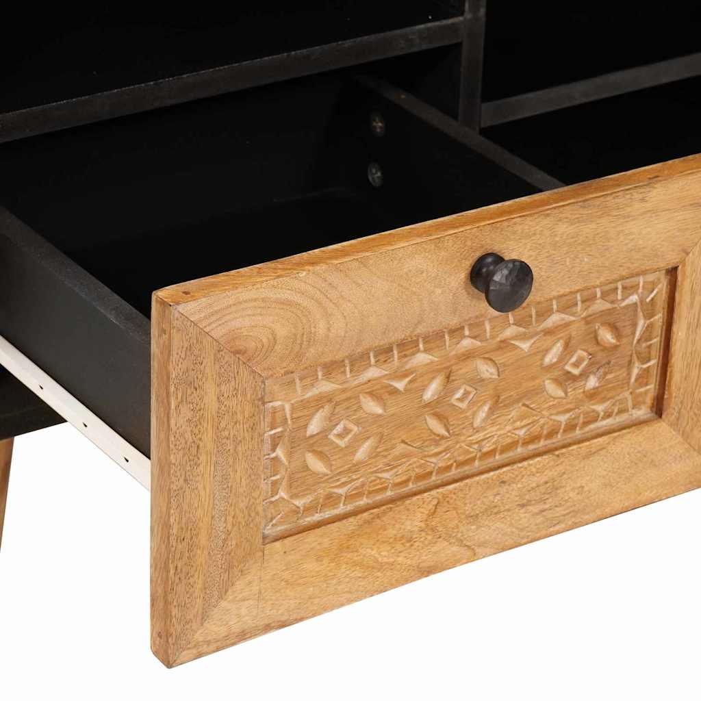 TV szekrény fiókkal polcokkal 100 x 33 x 46 cm Tömör Mangófát