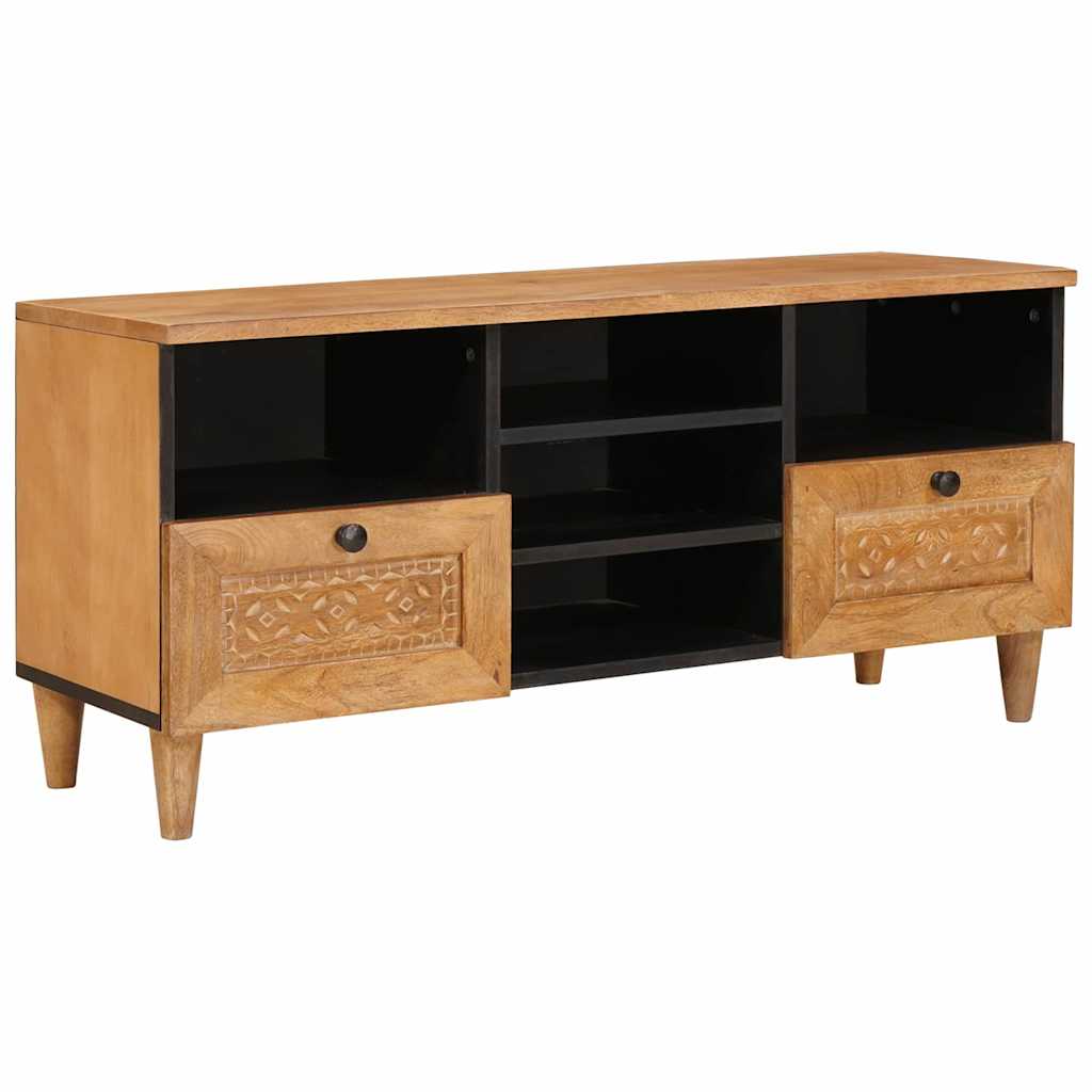 TV szekrény fiókkal polcokkal 100 x 33 x 46 cm Tömör Mangófát