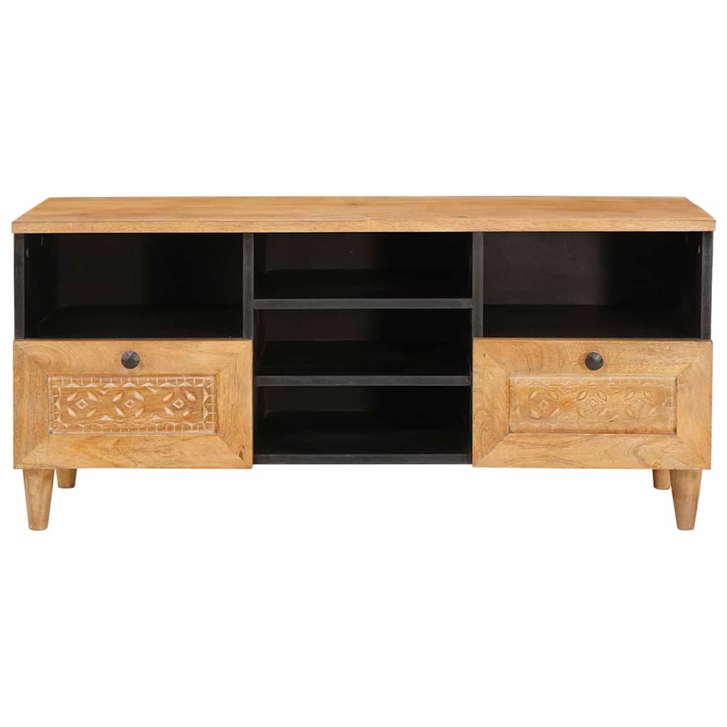 TV szekrény fiókkal polcokkal 100 x 33 x 46 cm Tömör Mangófát