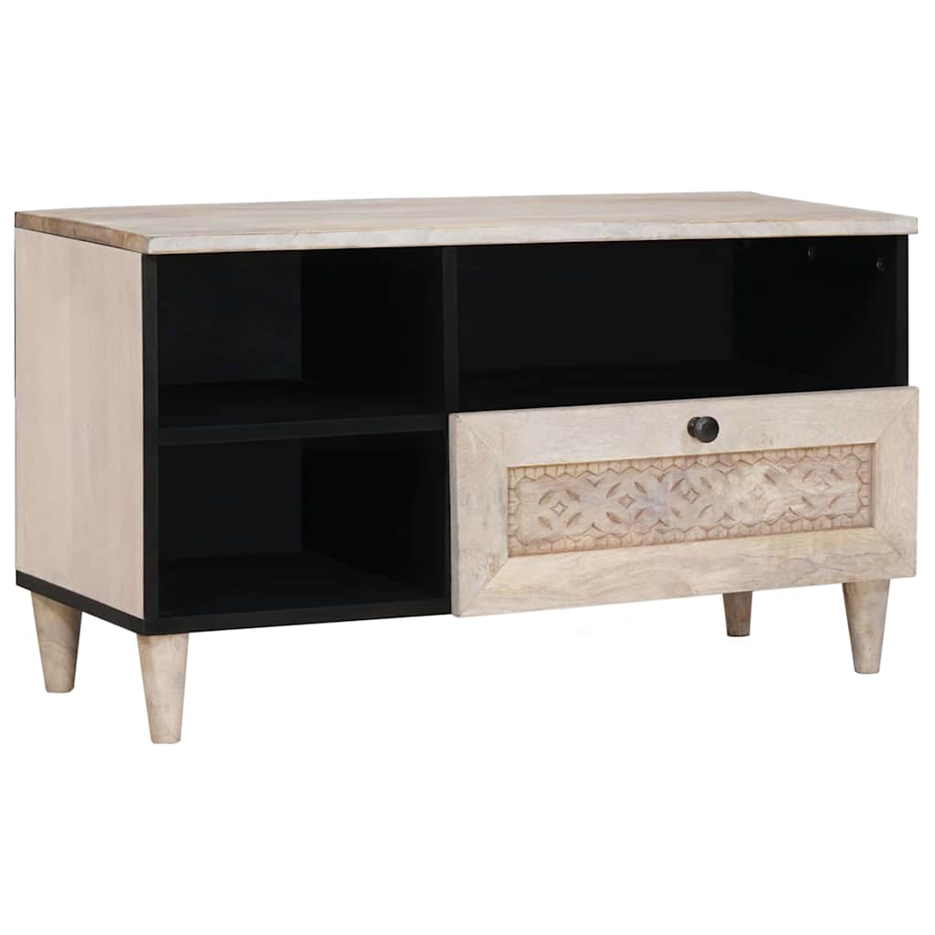 TV szekrény Fehérre fehérített 80 x 33 x 46 cm Tömör Mangófát