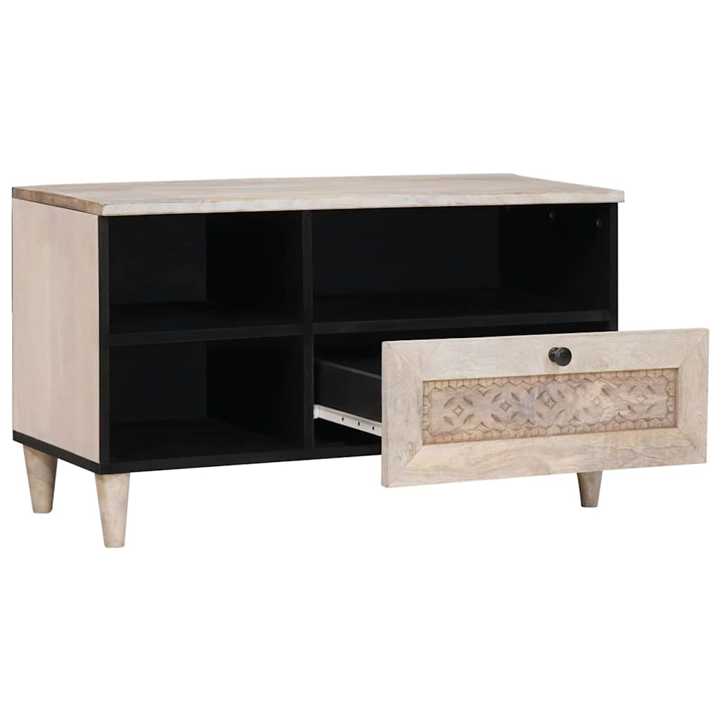 TV szekrény Fehérre fehérített 80 x 33 x 46 cm Tömör Mangófát