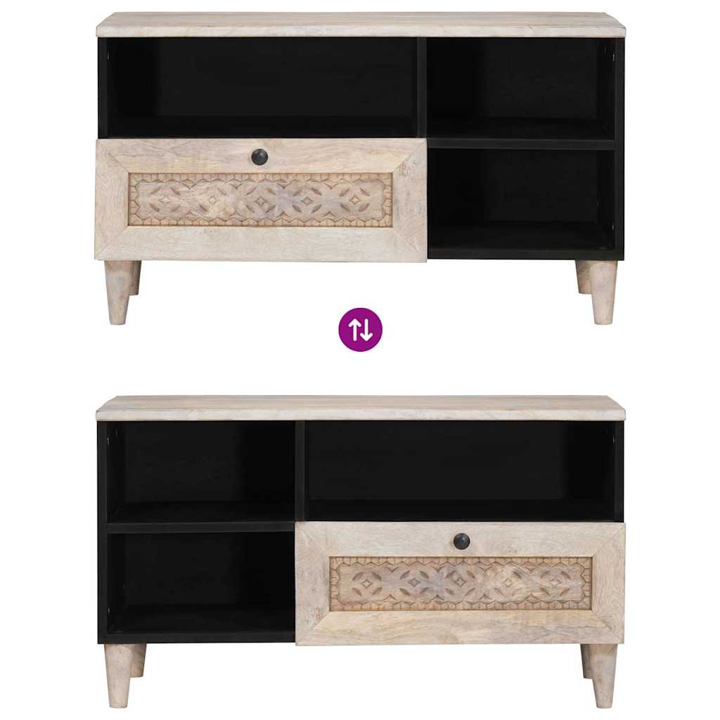 TV szekrény Fehérre fehérített 80 x 33 x 46 cm Tömör Mangófát